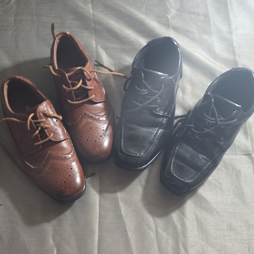 Deer Stags Kids Brown and Black Dress Shoes